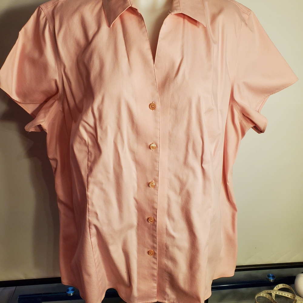Jones New York Collection Woman 18W Non Iron  Pink Button Down Shirt